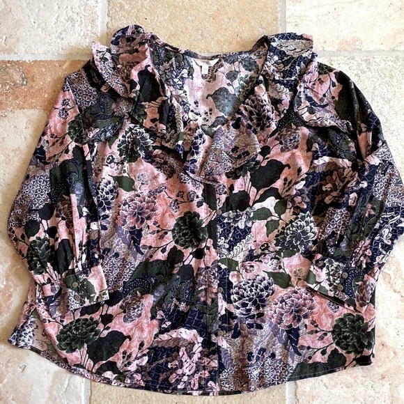 NWT Terra & Sky Peasant Blouse Womens 2X cotton Plus Ruffles Cottage core - Picture 3 of 14